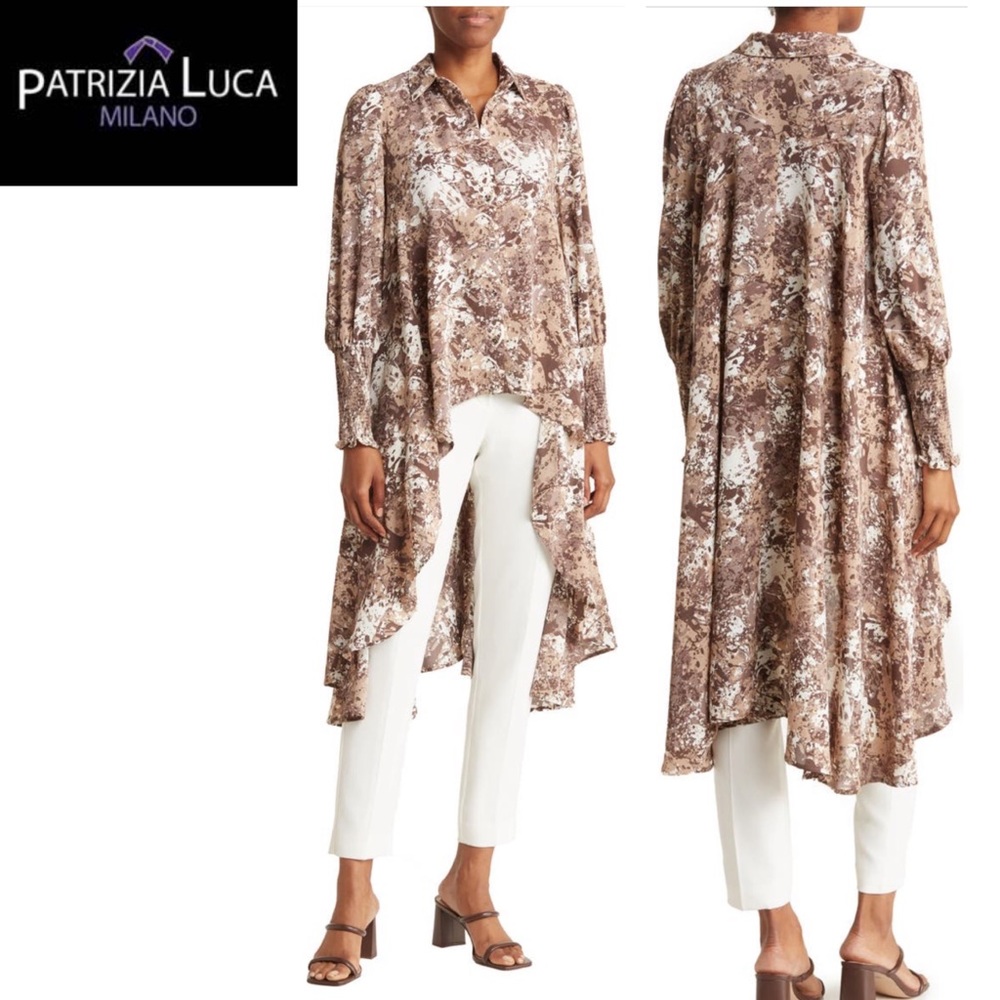 NWT - PATRIZIA LUCA - Smocked sleeve button down tunic/dress/ Size Medium